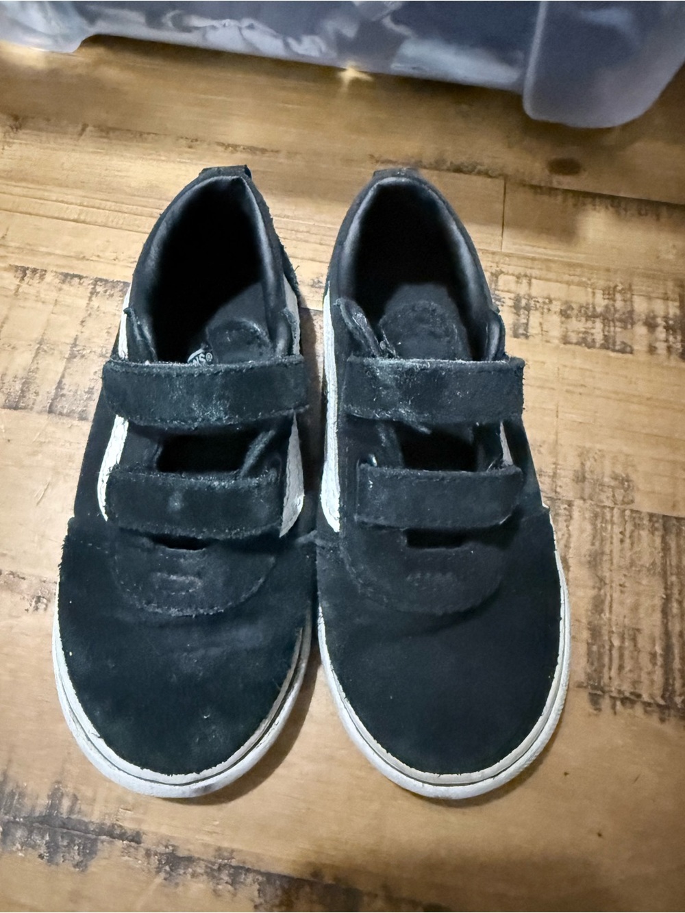 Kids Black Suede Velcro Sneakers